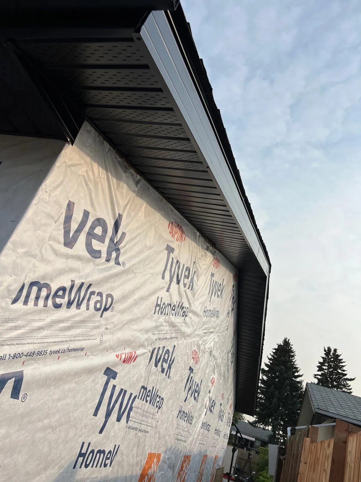 Vented soffit installed on an Alberta home